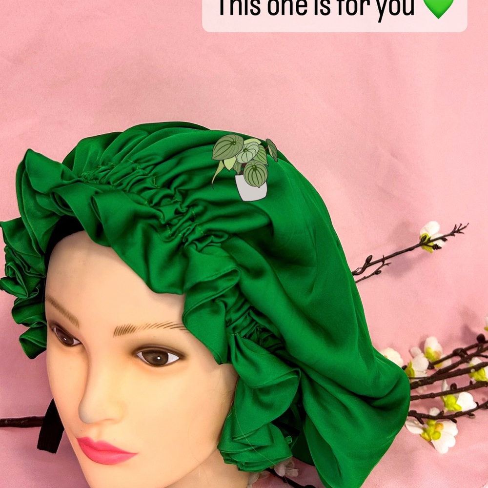 Silk Hair Protection bonnet,Ruffles sleep cap